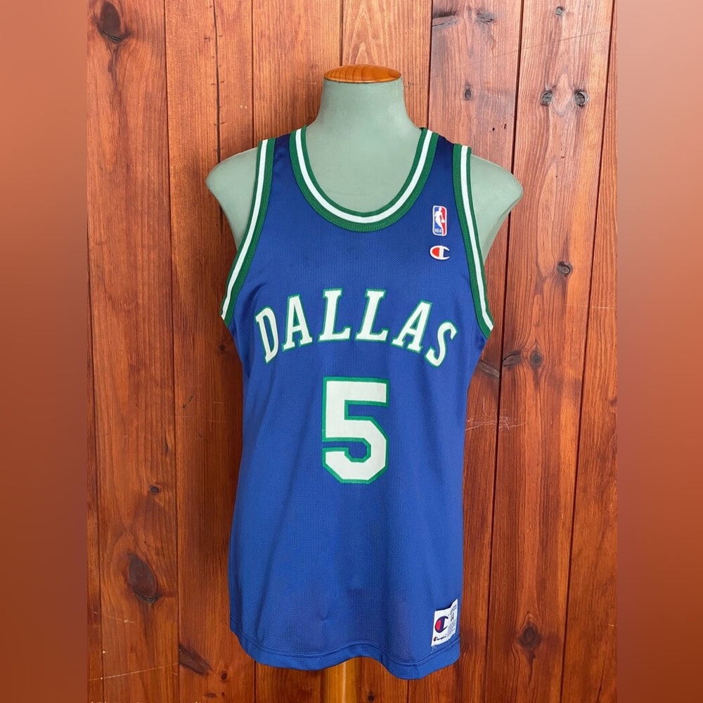 Vintage Thrifted 90’s Dallas Mavericks Rookie Jason Kidd Champion Jersey Sz 44